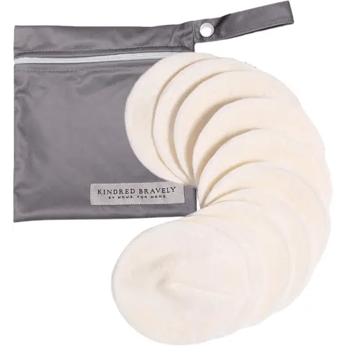 Kindred Bravely Organic Reusable Nursing Pads, Washable, for Breastfeeding & Leaking with Carry Bag, 10 Pack 4.5" D (Twilight Regular)