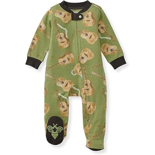 Burt's Bees Baby Boys' Sleep & Play PJs, 100% Organic Cotton One-Piece Zip Front Jumpsuit, Baby Boys Footie Pajamas & PJs