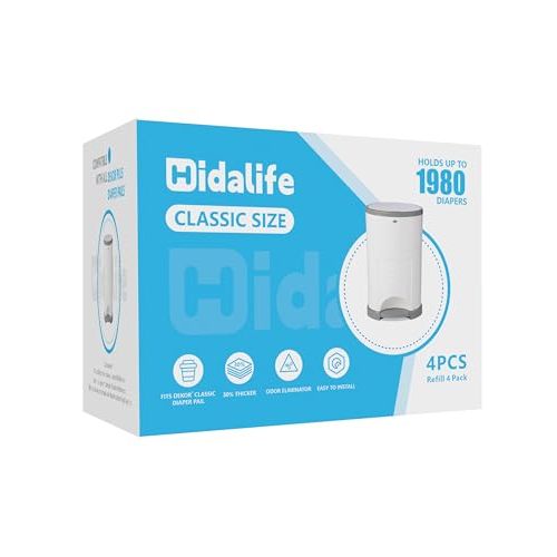 HIDALIFE Refills Compatible with Dekor Classic Diaper Pails, Disposable Diaper Trash Bags, Extra Thick Diaper Pail Refill Liners, Hold Up to 1980 Diapers (4 Pack)