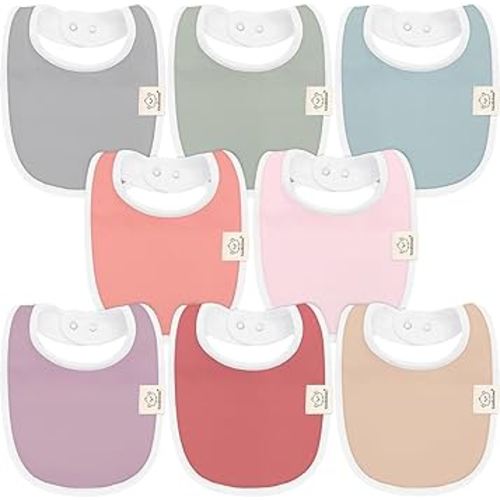 8-Pack Organic Baby Bibs for Boys, Girls - Soft Cotton Drooling and Teething Baby Bibs, Baby Girl Bibs, Baby Boy Bibs, Baby Drool Bibs for Baby Girl, Boy, Newborn Infant Bibs (Muted Pastel)