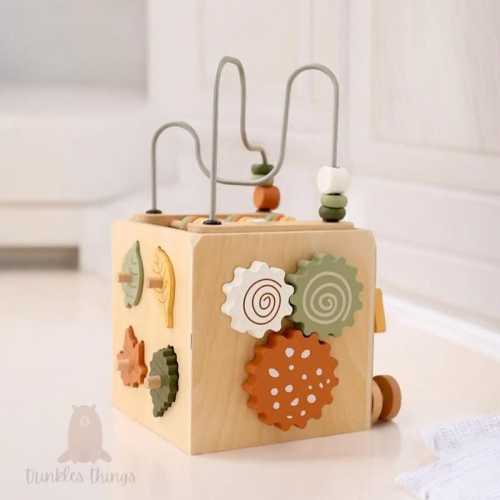 5 in 1 Wooden Busy Box, Baby Montessori Toys, Geometric Blocks, Educational Toys, Shape Sorter Game, Wooden Box Puzzle, Nature Theme