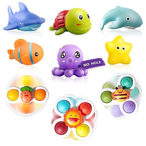 Hely Cancy Infant Bath Toys for 18 Months - No Hole Animal Bathtub Toys, Baby Bath Tub Toys