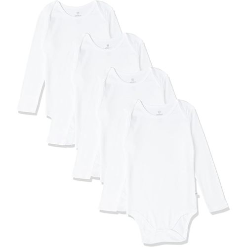 HonestBaby 4-Pack Long Sleeve Bodysuits One Piece 100% Organic Cotton for Infant Baby Girls, Boys
