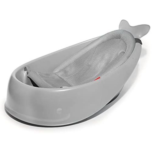 Skip Hop Baby Bath Tub, 3-Stage Smart Sling Tub, Moby, Grey