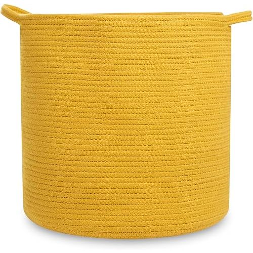 Natemia Large Storage Basket (15" x 15" x 14") - Woven Baskets for Storage, Baby Storage Basket and Toy Organizer, Blanket Basket, Perfect Baby Registry Gift, Rope Baskets for Storage, Basket Storage
