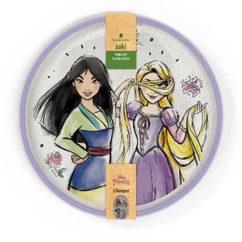 Zak Designs 'princess' 2pk 8" Melamine Bamboo Dining Plate Set: Kids Toddler Plates, Disney Princess, Multicolor