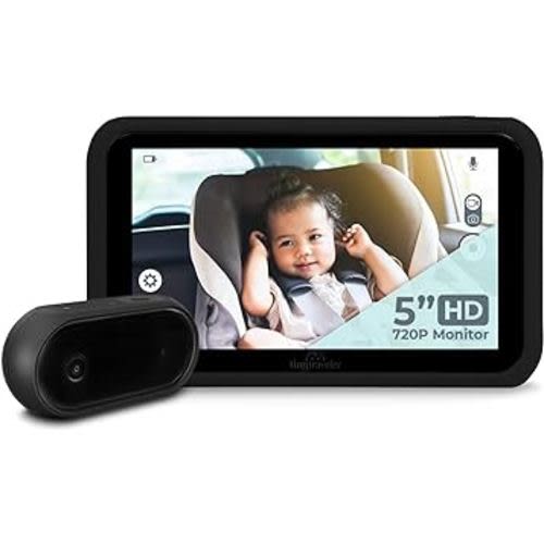 Tiny Traveler Baby Monitor - Tiny Basic Kit (TT002BA) Black - Wireless Baby Car Monitor Camera with Sound, Auto Night Vision HD 720p 5" Touchscreen LCD Monitor, for Newborn