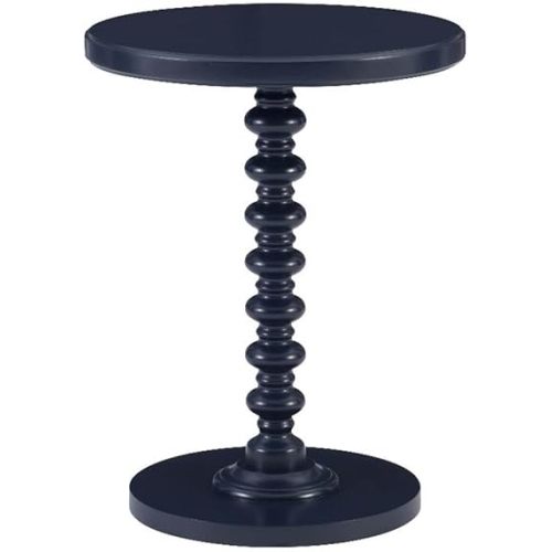 Linon Tara Wood Spindle Side Table in Navy Blue