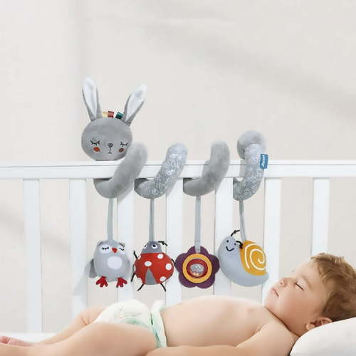Colorful Bed Stroller Crib Arch Toys,Baby Bed Car Seat Stroller Crib Toys Pendant,Plush Spiral Activity Carseat Hanging Toy for Infant Babies,Pram Crib Mobile Toy for Newborn Boys Girls Gifts