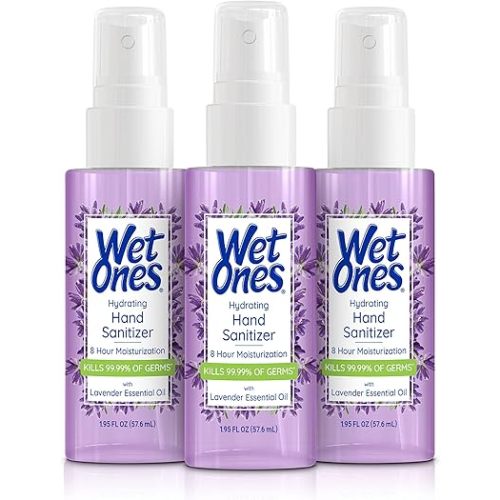 Wet Ones Hydrating Hand Sanitizer Mist | Spray Hand Sanitizer Travel Size, 1.95 oz. | Lavender-Scented Hand Sanitizer Spray (3 Pack)