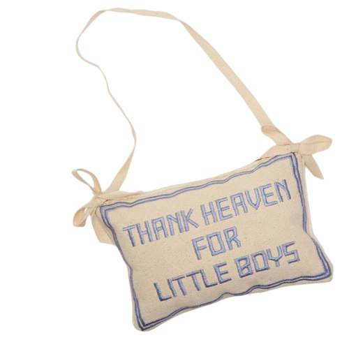 Thank Heaven Embroidered Pillow Door Hanger