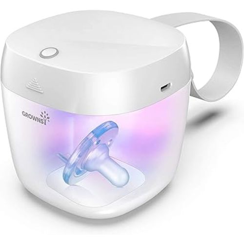 GROWNSY Pacifier Sanitizer Portable, UV Light Sanitizer on The Go, USB Charging Sanitizer Case, Mini Pacifier Sanitizer 99.99% Cleaned in 59 Seconds (White)