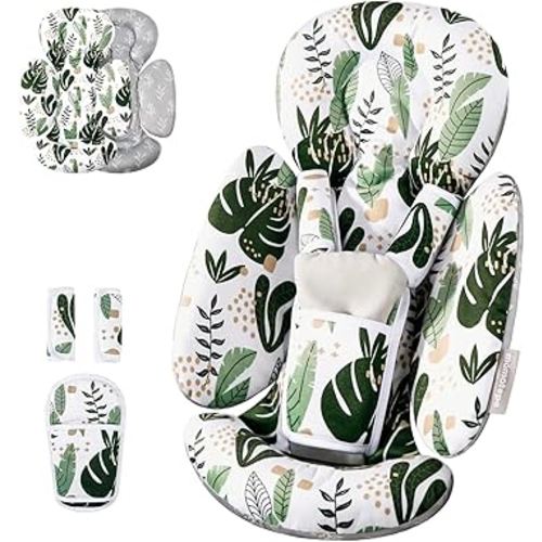 Mamatepe Infant Car Seat Insert, Baby Seat Head and Body Support for Newborn, Soft Breathable, Reversible Design, Fits for Stroller, Baby Swing, Rocker, Bassinets, Pushchair, Green