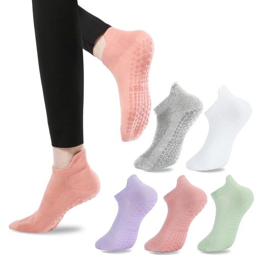 Grip Pilates Socks Non Slip Athletic Yoga Socks with Grips for Women Grippy socks for Hospital Workout Barre