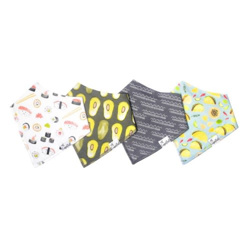 Copper Pearl Baby Bandana Bibs Set of 4 - Sushi Avocado Baja - Clement