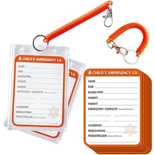 24 pcs 4.1" X 2.9" Remarkable Infant Children Baby Safety Seat Sticker I.C.E (in Case of Emergency) Information ICE Label Alarm Orange (Set A)