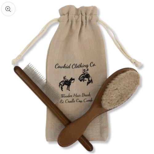 Wooden Hair Brush and Cradle Cap Comb Set – Cowkid Clothing Company