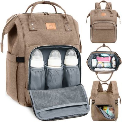 KeaBabies Original Diaper Bag Backpack, Multi Functional, Water-resistant, Large Baby Bags for Girls, Boys (Coffee Brown)