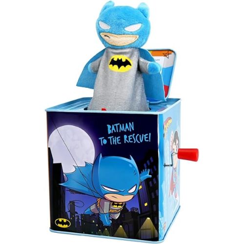 KIDS PREFERRED DC Comics The Batman Jack in The Box Musical Toys for Babies and Toddlers, Plays “Pop Goes The Weasel” The Dark Knight Springs Out from A Colorful Box