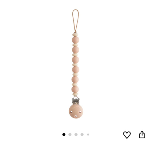 mushie 100% Silicone Baby Pacifier Clip BPA Free | Luna (Blush)