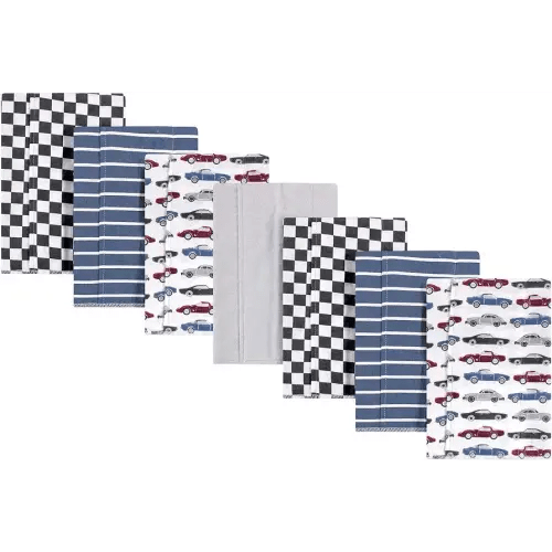 Hudson Baby Unisex Baby Cotton Flannel Burp Cloths, Vintage Cars, One Size