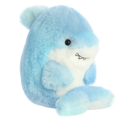 Aurora Mini Sutton Shark Rolly Pet Round Stuffed Animal Blue 5"