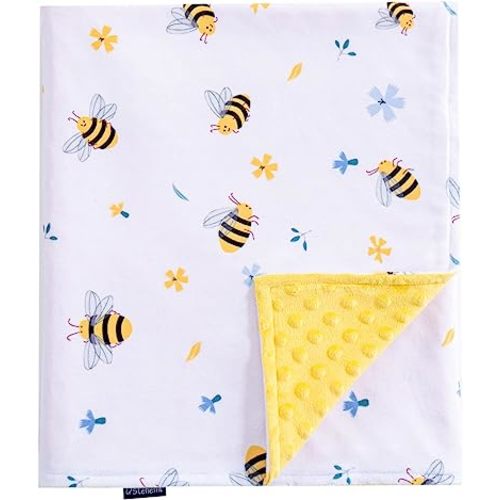 QSTEHEML Baby Blanket for Boys Girls Super Soft Blanket,Fluffy WarmLightweight Baby Receiving Blankets,Double Layer with Dotted Backing for Toddler Nursery (Bee, 30 * 40inch)