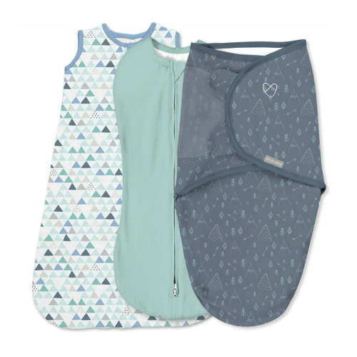 SwaddleMe by Ingenuity Comfort Pack Baby Swaddle Set, Size 0-3 Months, Pod, Original Swaddle, Night Sack, 3pk - Mountaineer