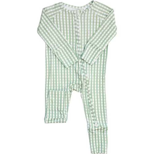 Gingham Sleep Romper, Sage - The Uptown Baby | Maisonette