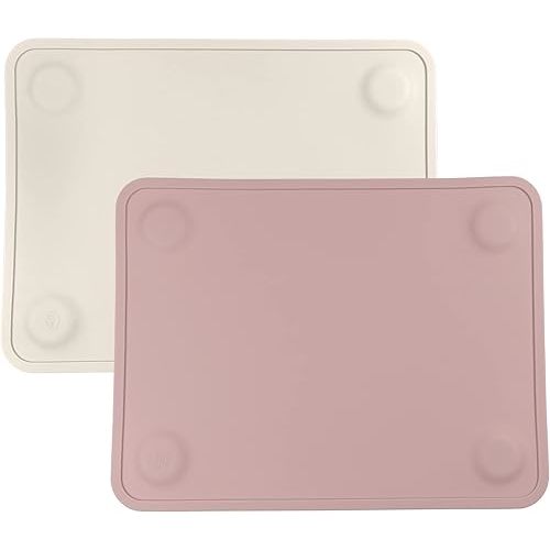 WeeSprout Silicone Suction Placemats for Babies, Toddlers & Kids, Durable Food Grade Silicone with Non-Slip Suction, Dishwasher Safe, for Dining Table & Restaurants + Travel Case, 2 Pack