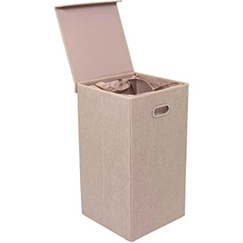 Laundry Hamper with Lid | Removable mesh bags | Single Compartment Clothes Hamper | Cream