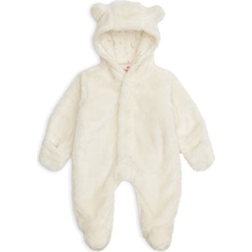 Minky Faux Fur Bear Hooded Footie Suit, 0-3M