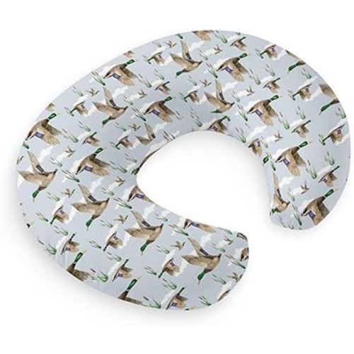 HawSkgFub Duck Hunting Mallard Hunter Nursing Pillow Cover for Baby Boys, Wild Animal Bird Reeds Blue Breastfeeding Pillow Slipcover, Nursing Pillowcase for Newborn Infant, Cover Only