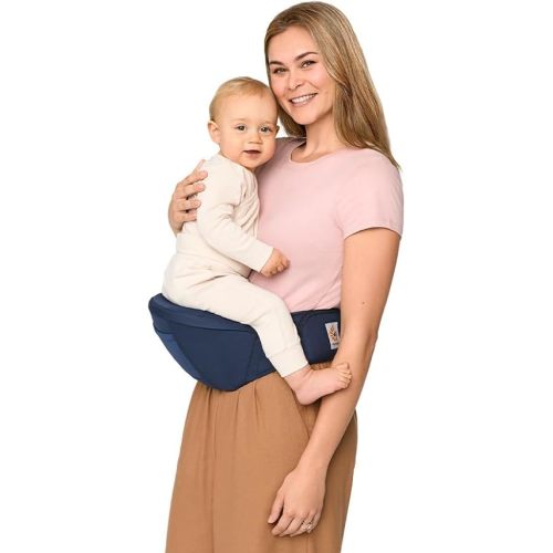 Ergobaby Lift Hip Seat Baby Carrier for Babies and Toddlers 6-48 Months (17-45 lbs) - Ergonomic Baby Carrier with Storage Pockets, Hip-Healthy Positioning - Midnight Blue