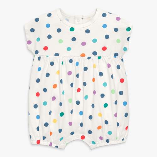 Baby bubble shortie in rainbow confetti dots | Primary.com