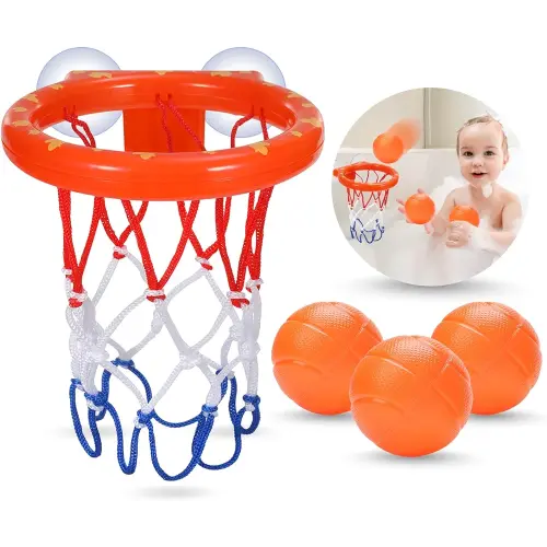 Bath Toys - Bathtub Basketball Hoop for Kids Toddlers - Bath Toys Shower Toys for Kids Ages 4-8,Suction Cup Basketball Hoop & 3 No Hole Balls Set for Boys Girls