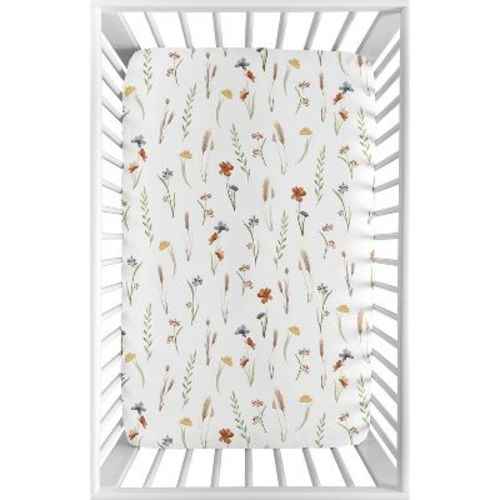 Sweet Jojo Designs Girl Baby Fitted Mini Crib Sheet Watercolor Floral Garden Sage Green Blue and Orange : Target