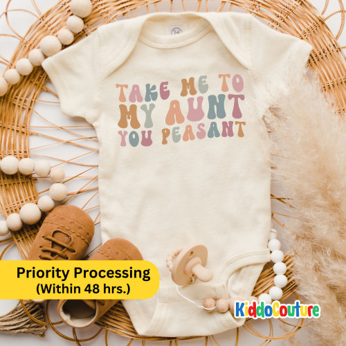 Take Me To My Aunt Peasant Baby Onesie®, Gift from Aunt Bodysuit, Newborn Baby Bodysuit, Favorite Auntie Baby Bodysuit, Aunt Gift Onesie®