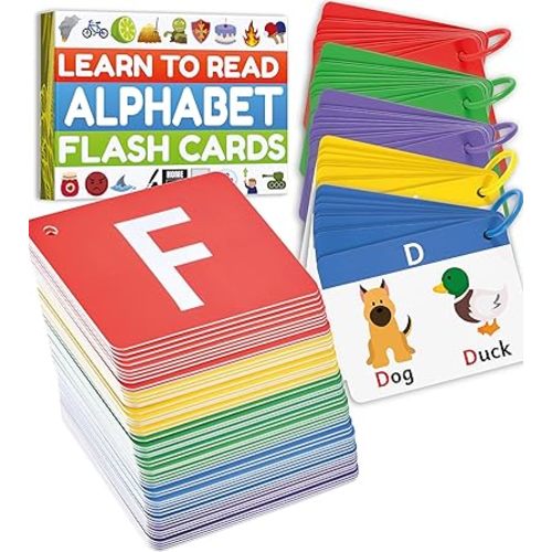 Alphabet Flash Cards - ABC Jumbo Flash Cards for Kids Ages 3-6 - Lowercase & Uppercase Letter Recognition Learning Game - Teacher Designed for Classroom, Preschool, Kindergarten