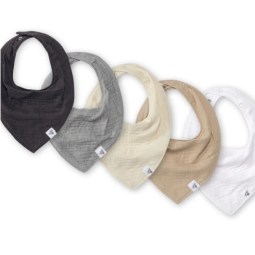 Organic Cotton Baby Bandana Bibs - Ash