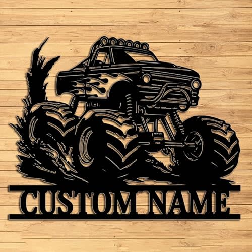 Generic Custom Monster Truck Sign Metal Wall Art - Personalized Monster Truck Sign - Custom Metal Signs