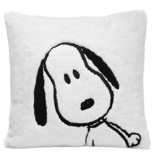 Classic Snoopy White/Black Furry Decorative Nursery Throw Pillow – Lambs & Ivy