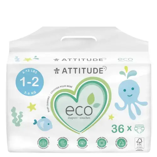 Size 1-2: Attitude Baby Diapers - Eco-friendly & dermatologically tested