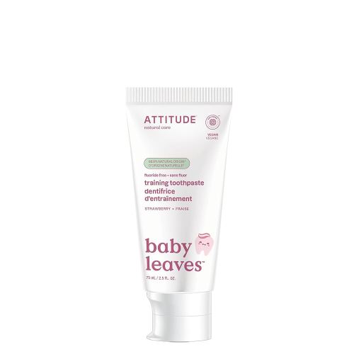 Attitude Baby and Child Fluoride-Free Training Toothpaste, EWG Verified, Naturally Derived Ingredients, Vegan, Strawberry, 2.6 Oz