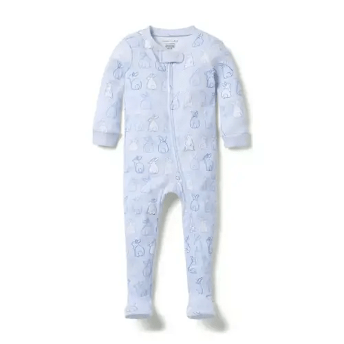 Baby Soft Sky Blue Bunny Baby Good Night Footed Pajama In Bunny by Janie and Jack