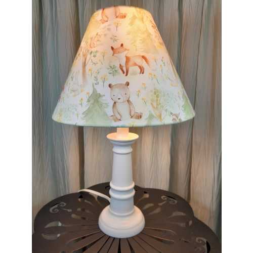 Woodland accent nursery lamp, bear Fox raccoon hedgehog table lamp, watercolor Woodland baby lamp, baby girl boy gift, child Forrest lamp
