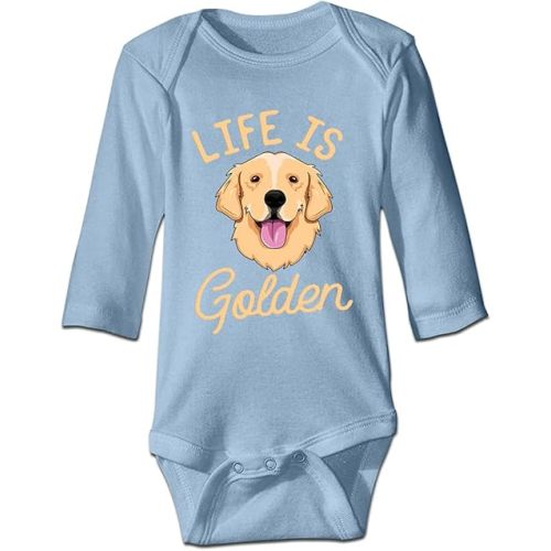 Life is Golden(Golden Retriever) Infant Short Sleeve 100% Cotton Bodysuit/Long Sleeve Romper/Sleeveless Jumpsuit