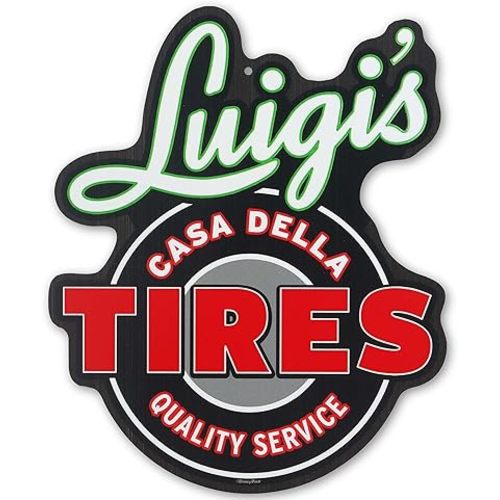 Disney Pixar Cars Luigi's Casa Della Tires Metal Wall Sign - Fun Cars Decoration for Kids' Bedroom or Garage