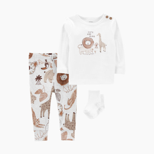 Carter's 3-Piece Safari Animals Outfit - Safari/Brown, NB
