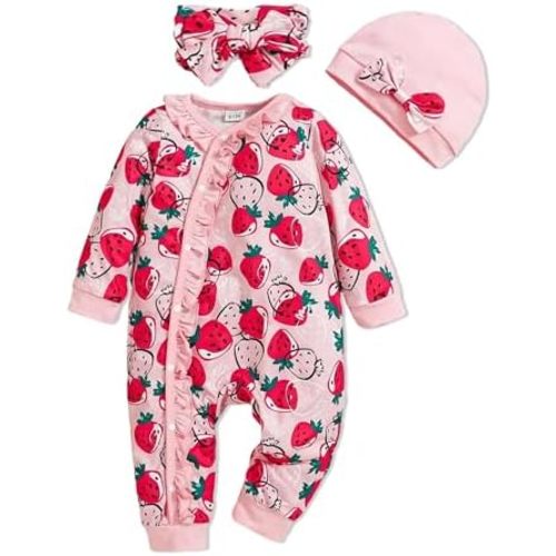 Newborn Baby Girl Clothes Infant Floral Print One-Piece Romper+Jumpsuit+Bodysuit+Hat+Headband